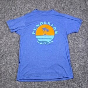Pendleton Shirt Mens Medium Surf Club Graphic Blue Heather Short Sleeve Cotton